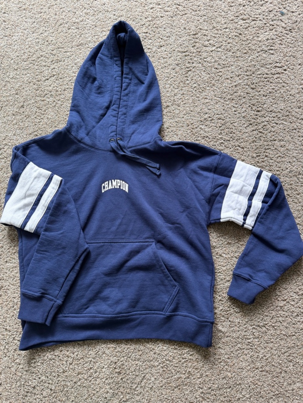 Champion Blue Pullover Hoodie with Logo Tag